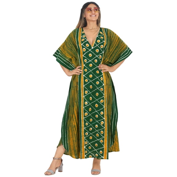 HAPPY BAY Women's Summer Relaxed Fit Caftan Maxi Robe Sleepwear Loungewear Dashiki House Dresses for Women 2X-3X Sacramento, Stripes