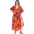 thumbnail image 1 of HAPPY BAY Women's Summer Relaxed Fit Caftan Maxi Robe Sleepwear Loungewear Dashiki House Dresses for Women 2X-3X Walnut, Fish, 1 of 6