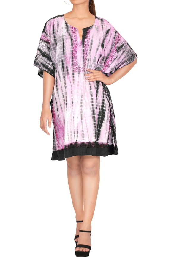 Women's Summer Relaxed Fit Caftan Mini Loungewear 1X-2X 2671