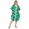 thumbnail image 1 of HAPPY BAY Women's Summer Relaxed Fit Caftan Short Beach Loungewear Dashiki House Dress for Women 2X-3X Green, Leaves, 1 of 6