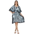 thumbnail image 1 of HAPPY BAY Women's Summer Relaxed Fit Caftan Short Loungewear 1X-2X Stripes, Black, 1 of 5
