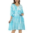 thumbnail image 1 of HAPPY BAY Women's Summer Relaxed Fit Caftan Short Loungewear 1X-2X Stripes, White, 1 of 5