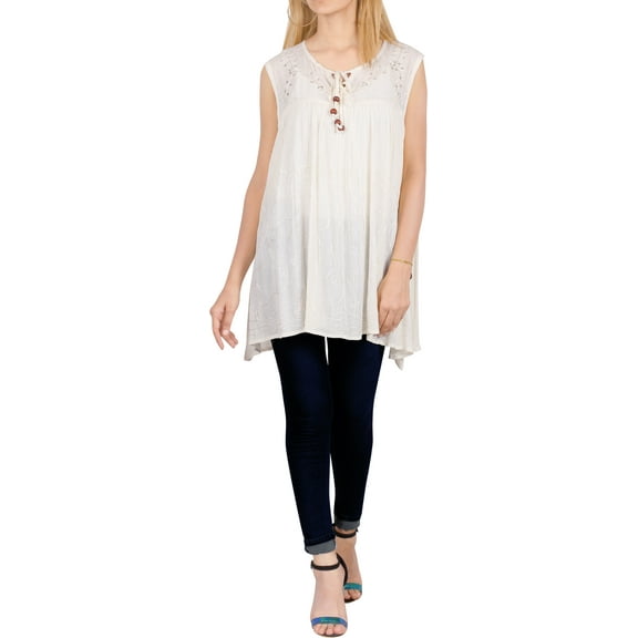 HAPPY BAY Women's Summer Relaxed Flowy House Wear Swing Dresses 2X Snow White_AC1140