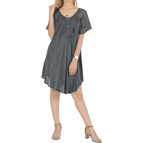HAPPY BAY Women's Summer Relaxed Maternity House Wear Dresses M-L Space Dye, Solid