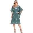 thumbnail image 1 of HAPPY BAY Women's Summer Solid Casual Relaxed Caftan Mini Cover Up Evening Dresses for Women Plus Size 2X-3X Grey, Floral, 1 of 5
