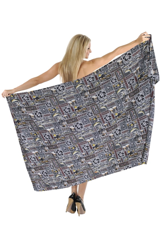 Women's Summer Swim Cover ups Skirt Swimsuit Beach Bikinis Wraps Pareos Sarongs Coverups Beachwear Vacation Women Sarong for Swimwear One Size Black_R570