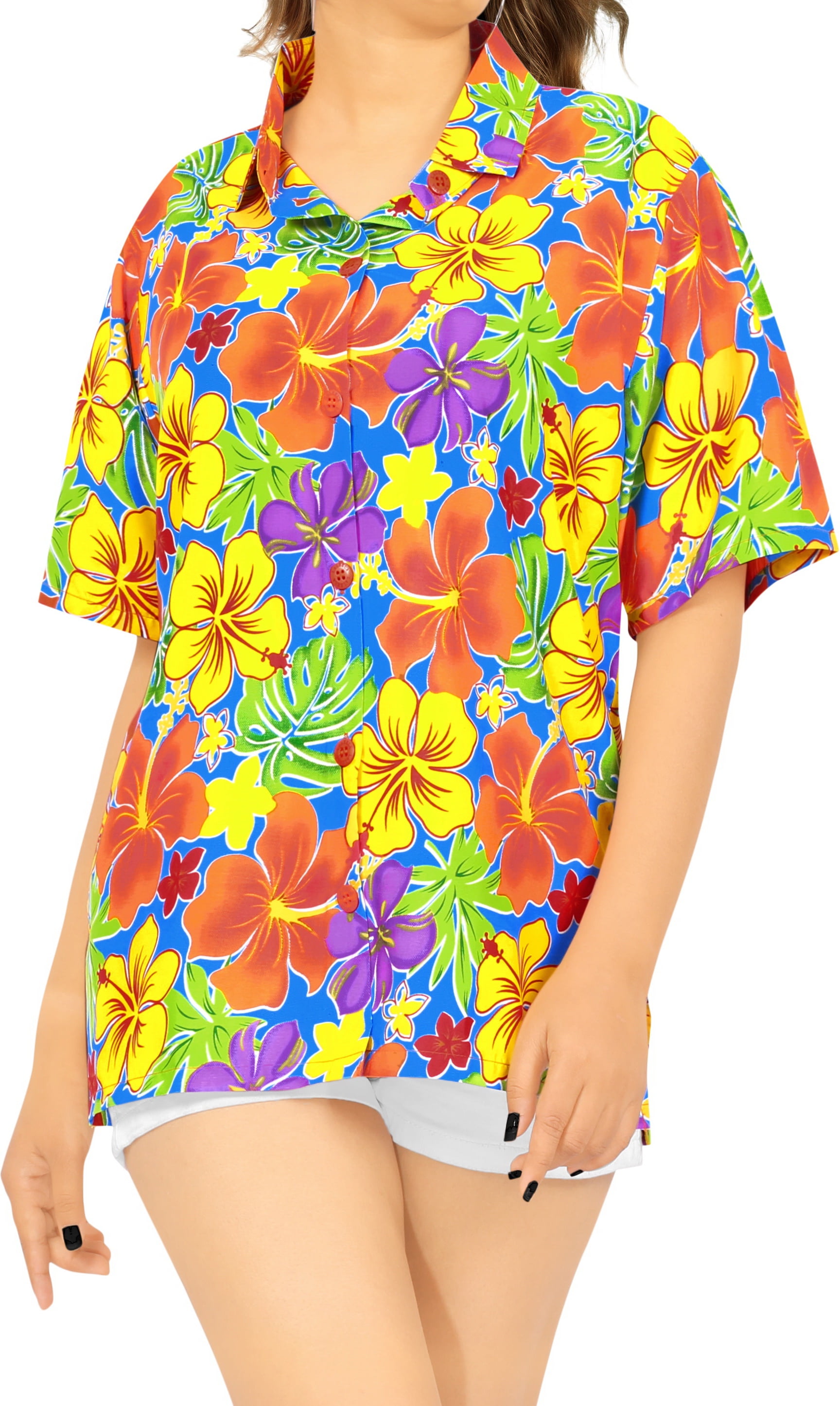 HAPPY BAY Women's Swim Hawaiian Shirt Aloha Shirt Beachwear Outfit