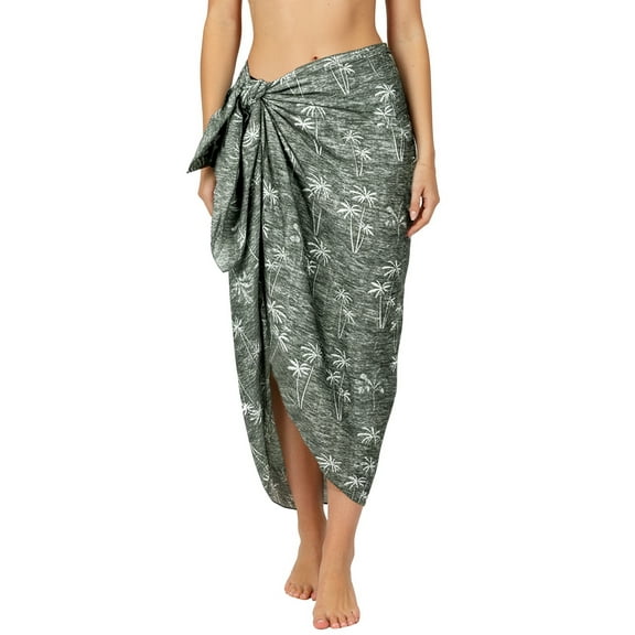 HAPPY BAY Women's Swimsuit Cover-up Beach Bikinis Sarongs Coverups Wraps Skirt Beachwear Summer Swim Cover ups for Women One Size Sable, Palm Tree