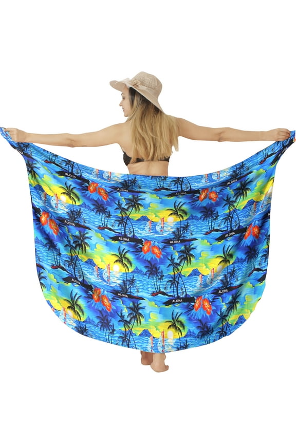 Women's Swimsuit Long Beachwear Bikinis Summer Coverups Skirt Swim Cover up Swimwear Wraps Sarong Beach Pareo One Size Admiral, Island