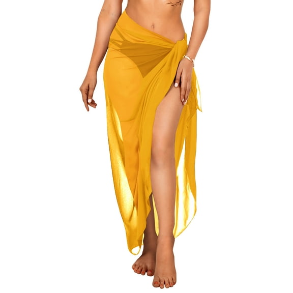 HAPPY BAY Women's Swimsuit Swim Cover up Long Women's Beachwear Summer Beach Wraps Skirt Swimwear Coverups Bikini Cover-ups One Size Gold, Solid