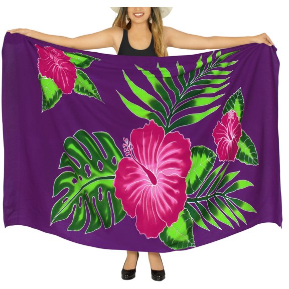 HAPPY BAY Women's Swimsuit Wrap Beach Swim Cover up Summer Pareo Beachwear Sarong Coverups Bikini Wraps for Women One Size Purple, Floral
