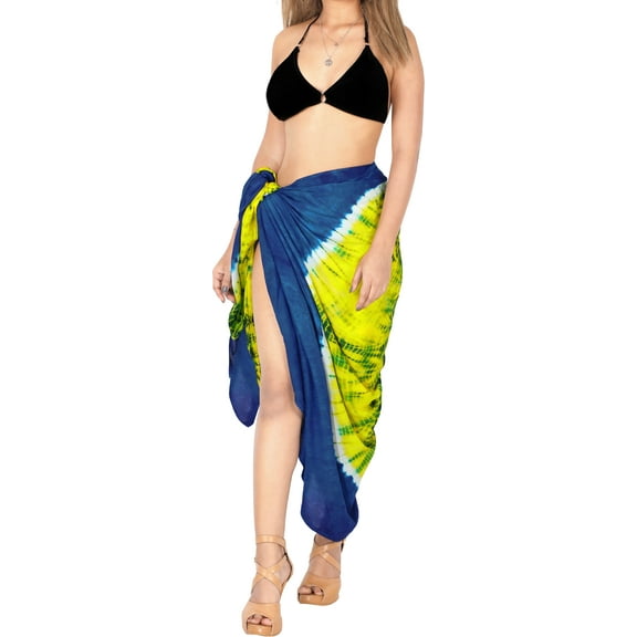 HAPPY BAY Women's Swimwear Summer Wraps Beach Bikini Long Vacation Swim Cover up Pareos Bathing Suit Beachwear Sarong Coverups One Size Lemon, Tie Dye