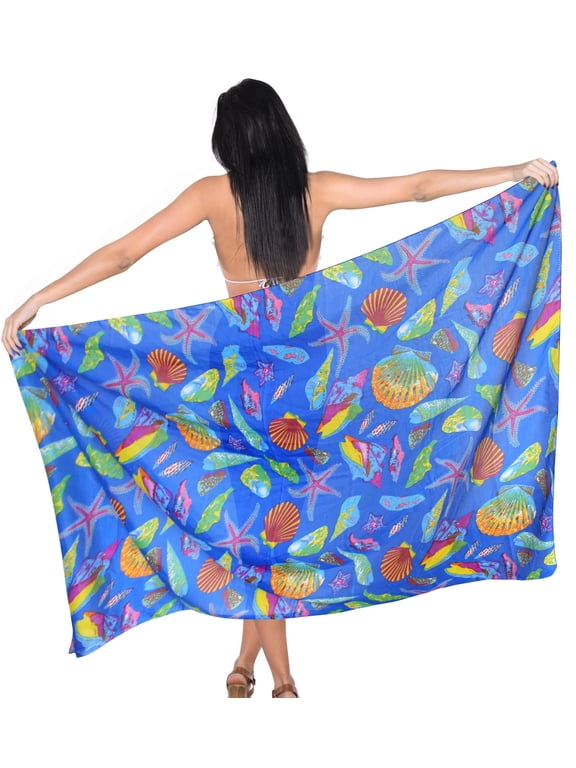 Women's Swimwear Summer Wraps Beach Bikini Long Vacation Swim Cover up Pareos Bathing Suit Beachwear Sarong Coverups One Size Blue_D236