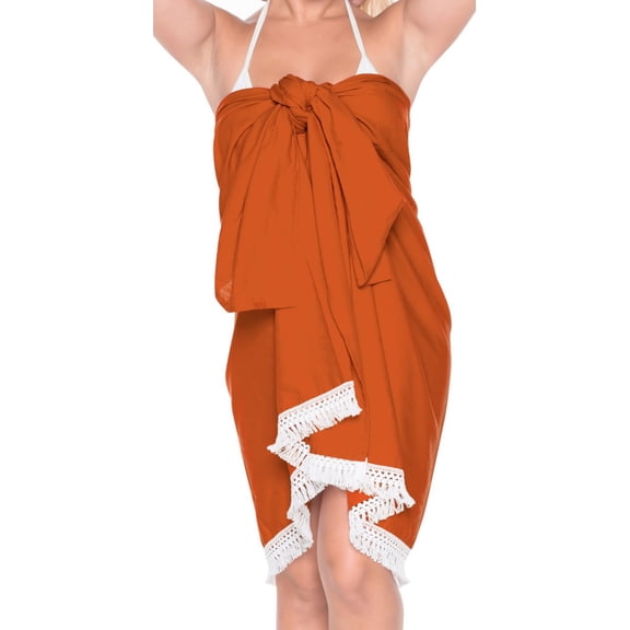 HAPPY BAY Women's Swimwear Summer Wraps Beach Bikini Long Vacation Swim Cover up Pareos Bathing Suit Beachwear Sarong Coverups One Size Orange_R807