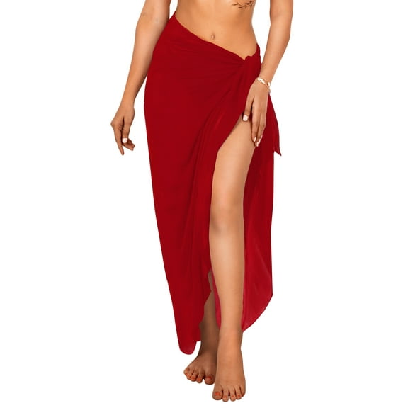HAPPY BAY Women's Swimwear Summer Wraps Beach Bikini Long Vacation Swim Cover up Pareos Bathing Suit Beachwear Sarong Coverups One Size Red_G156