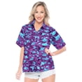 thumbnail image 1 of HAPPY BAY Women's Vacation Hawaiian Shirt Button Down Dressy Elegant Beach Blouses Holidays Short Sleeve Summer Shirts For Women S Amethyst, Leaves, 1 of 5