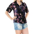 thumbnail image 1 of HAPPY BAY Women's Vacation Hawaiian Shirt Button Down Dressy Elegant Beach Blouses Holidays Short Sleeve Summer Shirts For Women XL Violet, 3D Flower Arts, 1 of 6