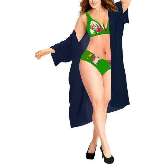 HAPPY BAY Women's Viscose Summer Beach Front Open Bathing Suit Kimono Beachwear Duster Cardigan 1X-2X Blue Horizon_AB885
