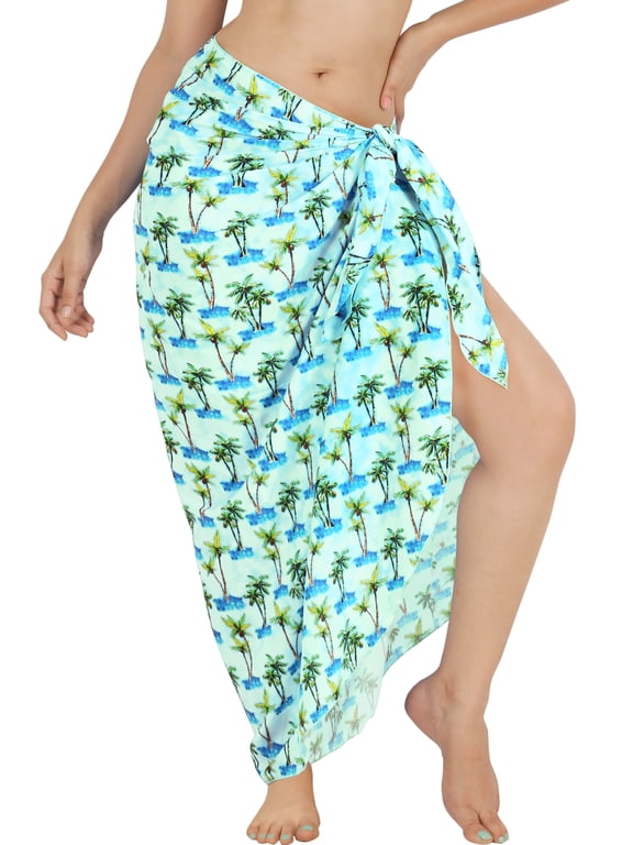 Women's Wraps Summer Long Pareos Cover-up Vacation Skirt Beach Bikini Beachwear Sarong CoverupsSwimwear for Women One Size Lapis, Palm Tree