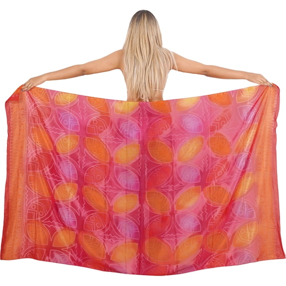 HAPPY BAY Women's Wraps Summer Long Pareos Vacation Skirt Bathing Suit Cover-Up Beach Dress Bikini Sarong Swimwear for Women One Size Floral, Pink