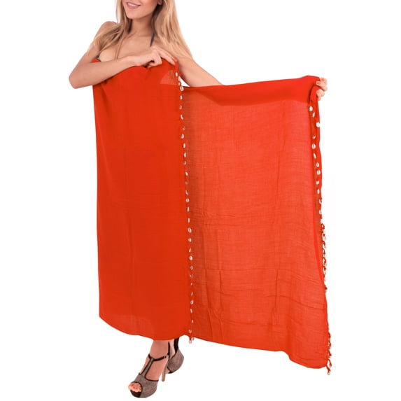 HAPPY BAY Womens Summer Wrap Pareo Swimsuit Cover Up Bikini Wraps Beach Sarong Swimsuits For Women One Size Orange, Plain