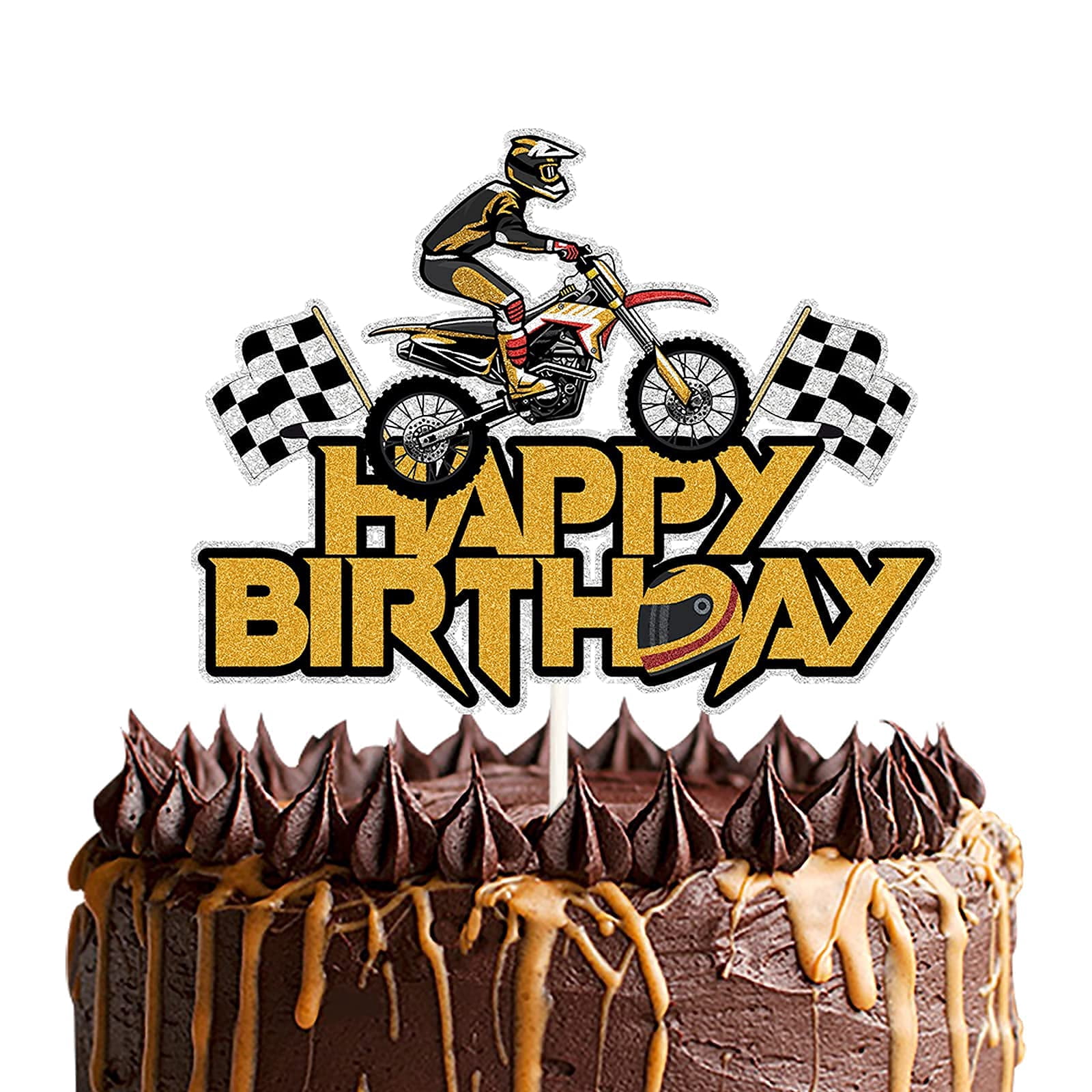 HAPPY BIRTHDAY MotorcycleEGSC Sport Theme Cake Topper,Birthday Racing ...