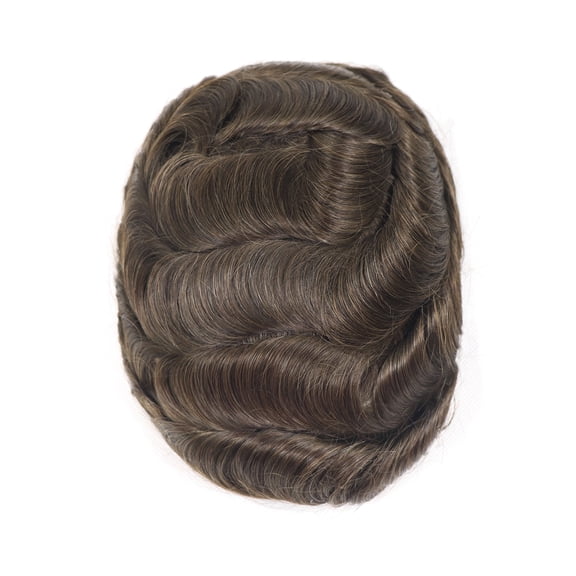 HAPPY&CC Thin Skin Toupee for Men  Natural Look  Replacement System Thin Skin Base Comfortable Fit, v-loop knots real human hair 8x10 Inch Bases Cap Hair Piece