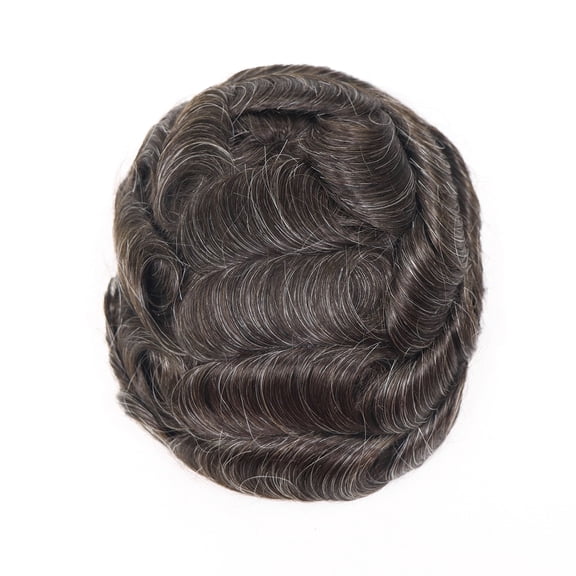 HAPPY&CC Thin Skin Toupee for Men Natural Look Replacement System Thin Skin Base Comfortable Fit, v-loop knots real human hair 8x10 Inch Bases Cap Hair Piece