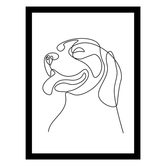 HAPPY DOG LINE ART Framed Print