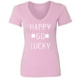 thumbnail image 1 of HAPPY GO LUCKY (with shamrocks) Womens V-Neck Tee, 1 of 1