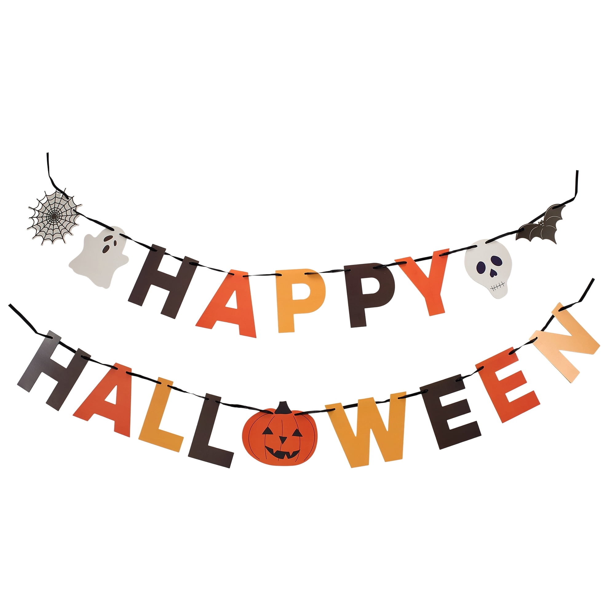 Happy Halloween Paper Banner, Multicolor, 4.9', 2 Pieces, Halloween by Way To Celebrate