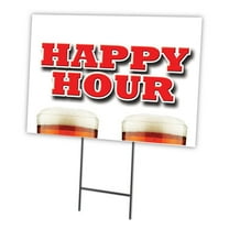 HAPPY HOUR 18"x24" Yard Sign & Stake | Advertise Your Business | Stake Included Image On Front Only | Made in The USA