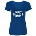 thumbnail image 1 of HAPPY HOUR BARBELL (WHITE) Womens V-Neck Tee, 1 of 1
