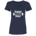 thumbnail image 1 of HAPPY HOUR BARBELL (WHITE) Womens V-Neck Tee, 1 of 1