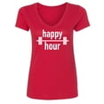 thumbnail image 1 of HAPPY HOUR BARBELL (WHITE) Womens V-Neck Tee, 1 of 1