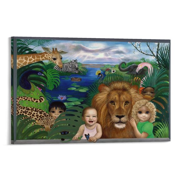 HAPPY KINGDOM by Margaret Keane Poster Art Poster Canvas Painting Decor Wall Print Photo Gifts Home Modern Decorative Posters 16x24inch(40x60cm)