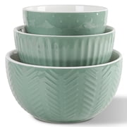 HAPPY KIT Ceramic Mixing Bowls Set of 3, Large 5/3/1.5 Quart Bowl For Kitchen , Avocado green