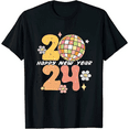 thumbnail image 1 of HAPPY NEW YEAR 2024 Print Crew Neck Short Sleeve T-shirt Top, 1 of 3
