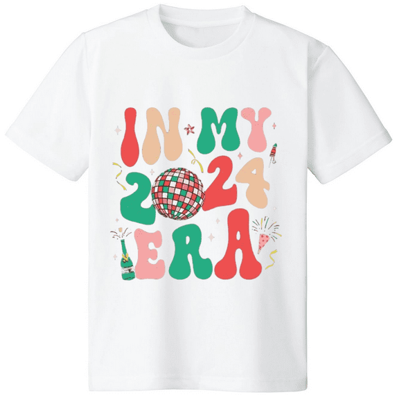 HAPPY NEW YEAR 2024 Print Crew Neck Short Sleeve T-shirt Tops