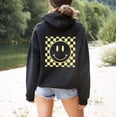 thumbnail image 1 of HAPPY SMILEY FACE Front Back Graphic Unisex Fleece Hooded Sweatshirt, 1 of 10