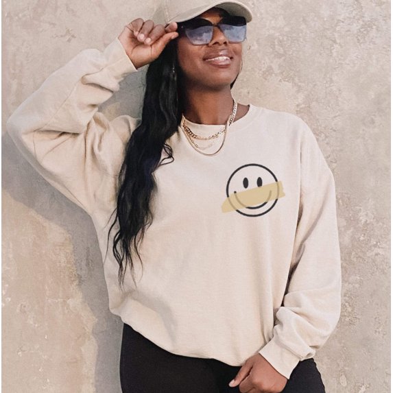 HAPPY SMILEY FACE TAPE Graphic Unisex Fleece Pullover