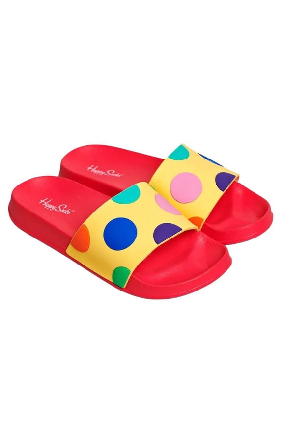Men's Big Dots Comfortable Slides, Red, Size 8-10