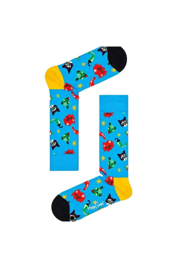 Men's Combed Cotton Chili Cat Crew Sock, Blue, 8-12