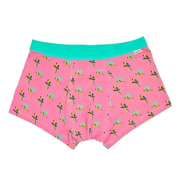 HAPPY SOCKS Men's Parrot Stretchy Cotton Breathable Soft Trunk, Pink, Small