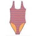 thumbnail image 1 of HAPPY SOCKS Women's Optic Square One-Piece Swimsuit, Orange, X-Small, 1 of 1