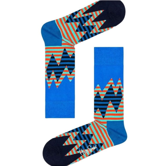HAPPY SOCKS Women's Stripe Reef Cotton Sock, Blue, 5.5-9.5