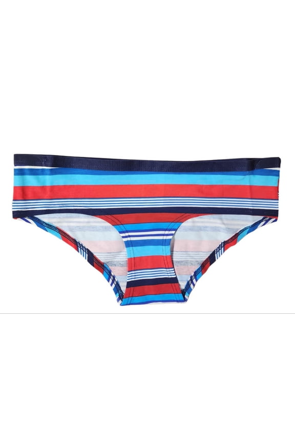 Women's Stripes Cotton Stretchy Hipster, Blue, Small