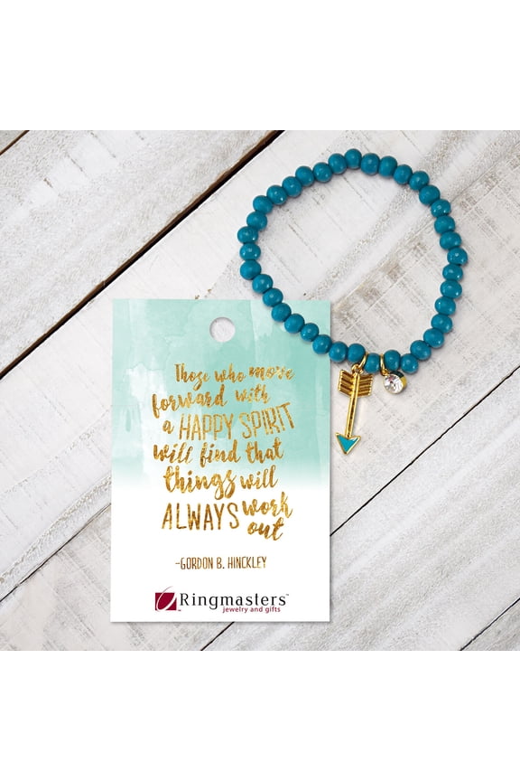 Happy Spirit Beaded Bracelet with Gold Colored Arrow Charm