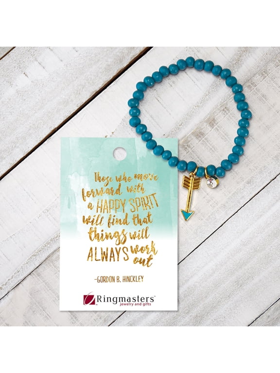 Happy Spirit Beaded Bracelet with Gold Colored Arrow Charm