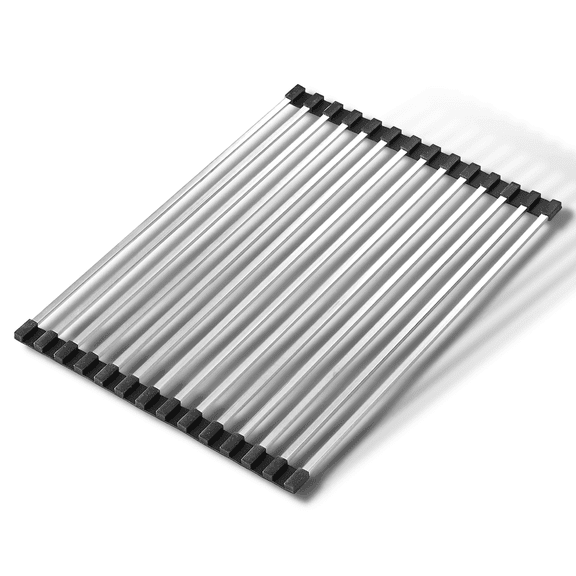 Happy Sinks Stainless Steel Roll-Up Dish Drying Rack 18.1 x 12.6 in Over Sink Mat